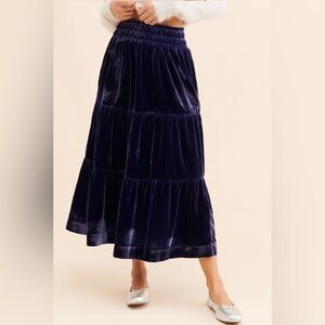 Anthropologie Somerset Maxi Skirt Navy Velvet
